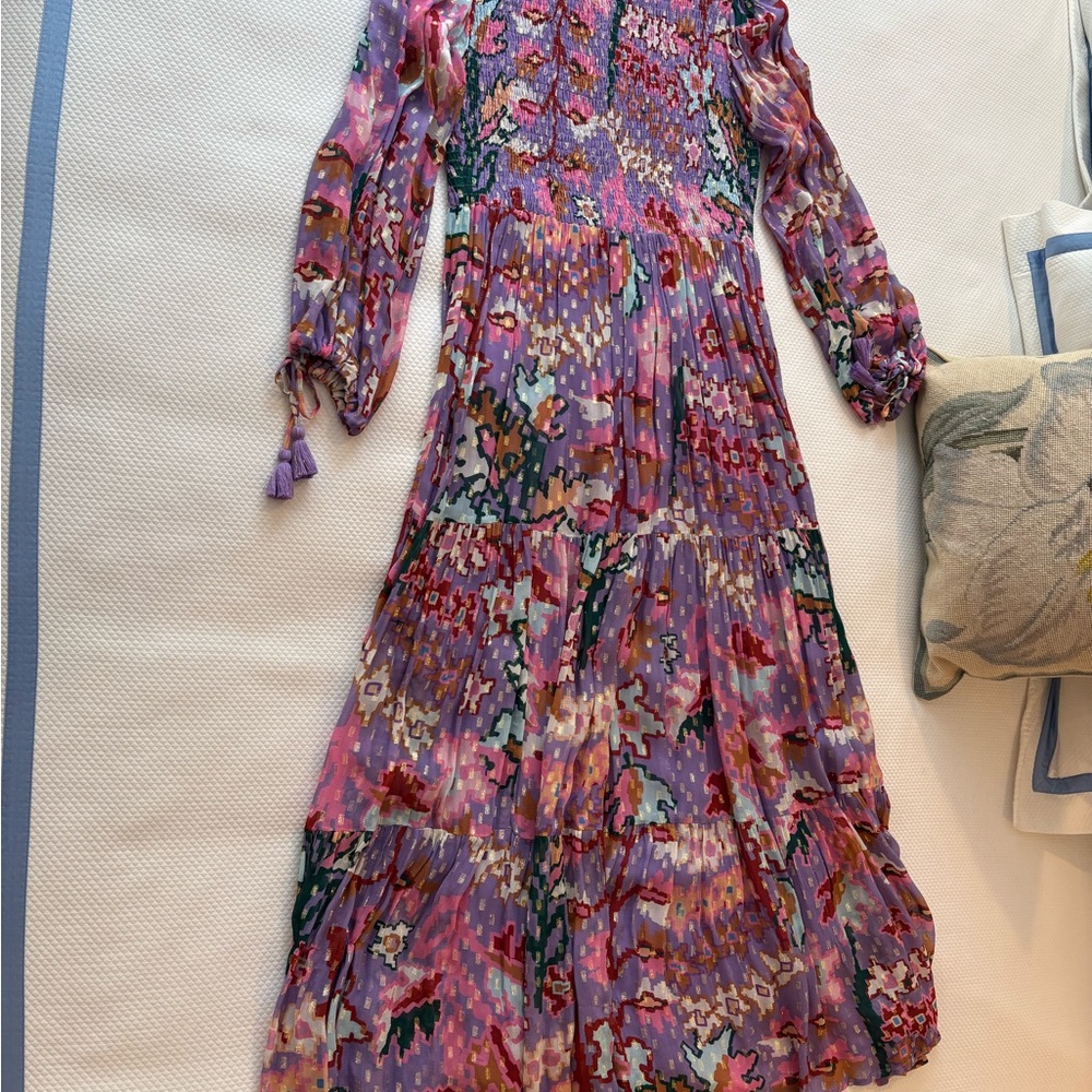 Oliphant Purple and Pink Floral Long Sleeve Dress